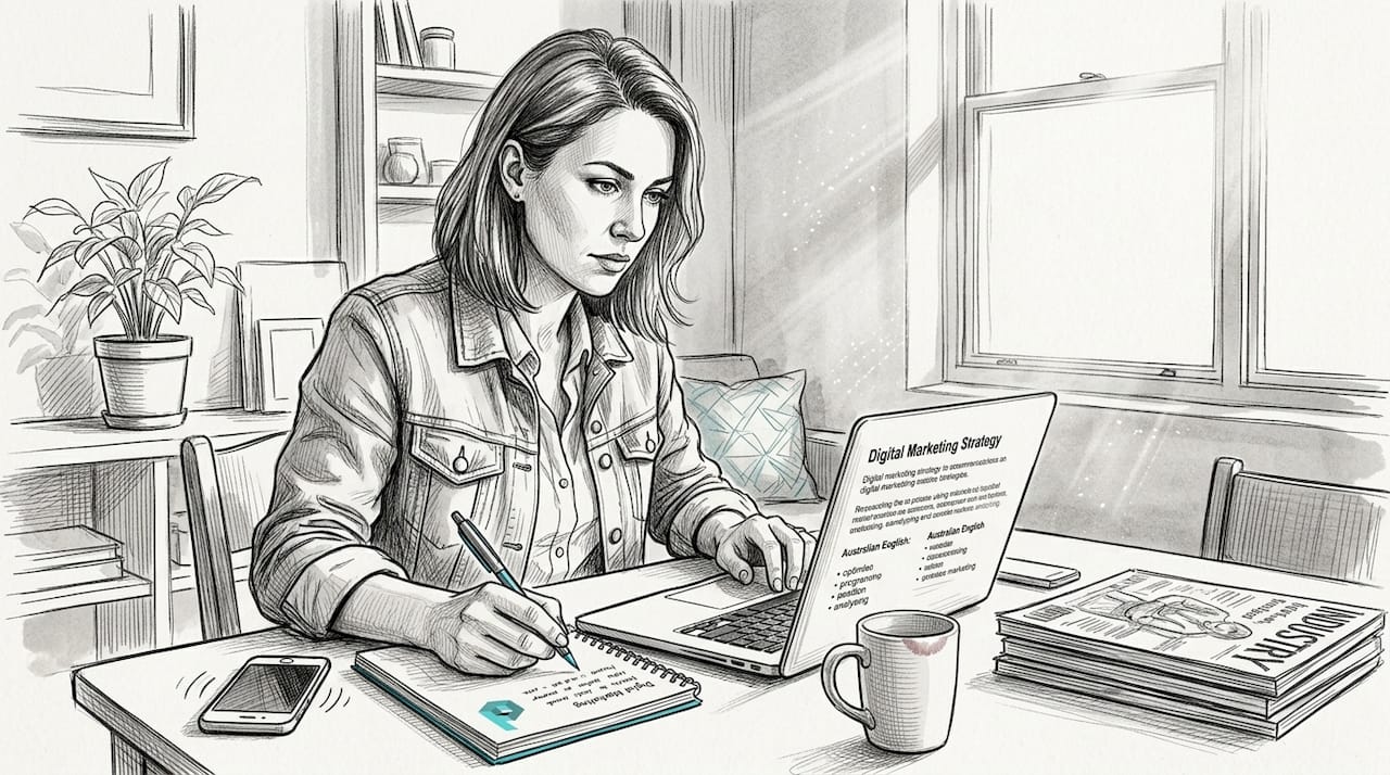 SME owner researching digital marketing strategies