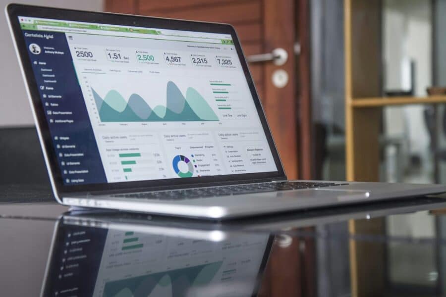 Laptop showing an analytics dashboard