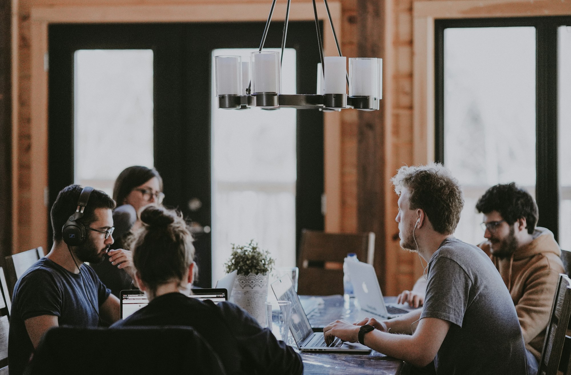 People collaborating in a bright office