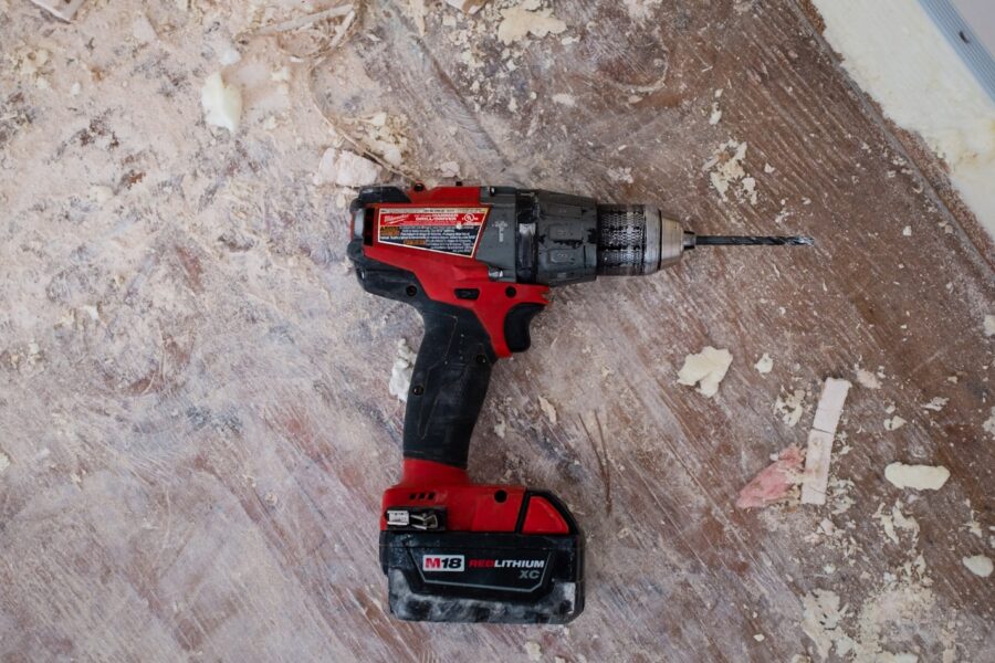 tools on a workbench at a job site
